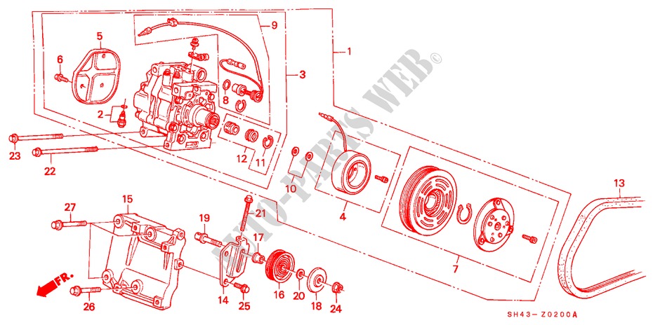 COMPRESSOR (MATSUSHITA) for Honda CIVIC LX 4 Doors 5 speed manual 1988
