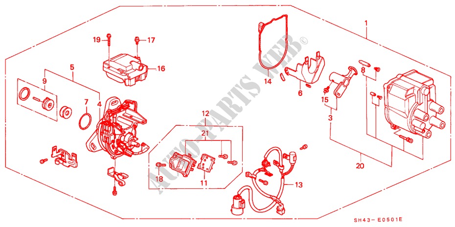 DISTRIBUTOR (TEC) for Honda CIVIC LX 4 Doors 5 speed manual 1988