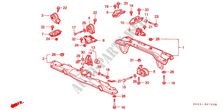 ENGINE MOUNTS for Honda CIVIC LX 4 Doors 5 speed manual 1988