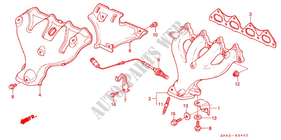 EXHAUST MANIFOLD for Honda CIVIC LX 4 Doors 4 speed automatic 1989