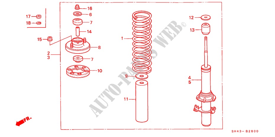 FRONT SHOCK ABSORBER for Honda CIVIC LX 4 Doors 5 speed manual 1988