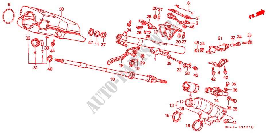 STEERING COLUMN (2)(TILT) for Honda CIVIC LX 4 Doors 5 speed manual 1988
