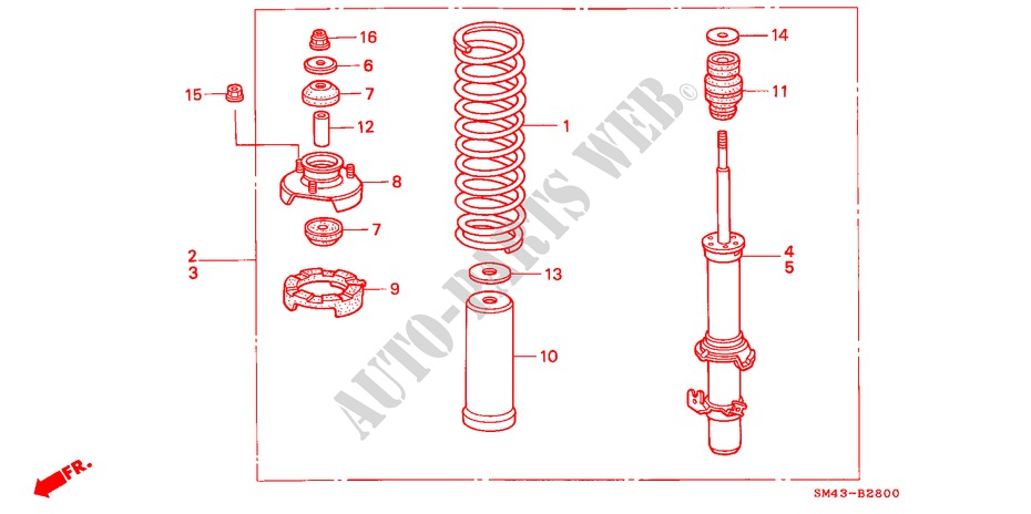 FRONT SHOCK ABSORBER for Honda ACCORD LX 4 Doors 5 speed manual 1992