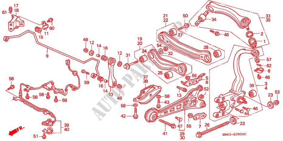 REAR LOWER ARM for Honda ACCORD DX 4 Doors 5 speed manual 1993
