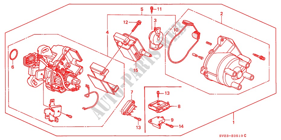 DISTRIBUTOR (HITACHI) for Honda ACCORD COUPE EX 2 Doors 5 speed manual 1994