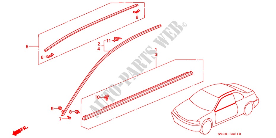 MOLDING for Honda ACCORD COUPE DX 2 Doors 4 speed automatic 1995