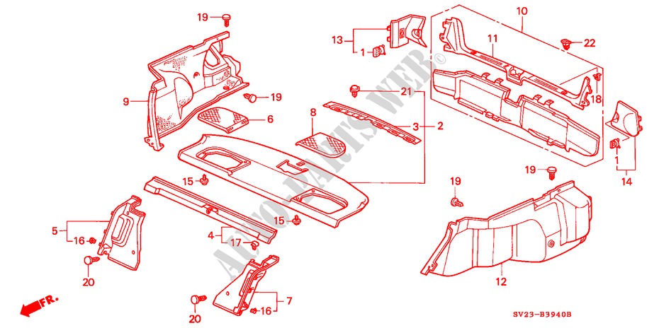 REAR TRAY/REAR PANEL for Honda ACCORD COUPE EX 2 Doors 5 speed manual 1994