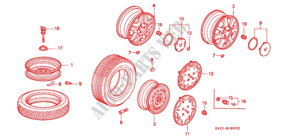 WHEEL DISKS for Honda ACCORD COUPE DX 2 Doors 4 speed automatic 1995