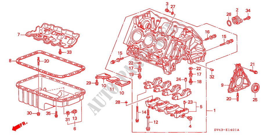 CYLINDER BLOCK/OIL PAN (V6) for Honda ACCORD V6 EX 4 Doors 4 speed automatic 1995