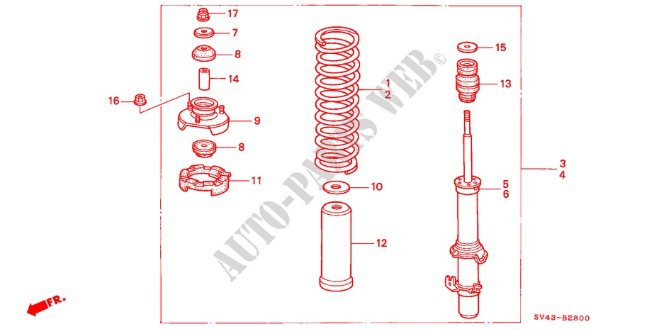 FRONT SHOCK ABSORBER for Honda ACCORD EX 4 Doors 4 speed automatic 1995