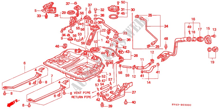 FUEL TANK (1) for Honda ACCORD EX 4 Doors 5 speed manual 1996