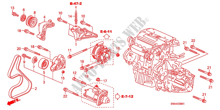 ENGINE MOUNTING BRACKET (2.0L) for Honda CIVIC SI 4 Doors 6 speed manual 2007