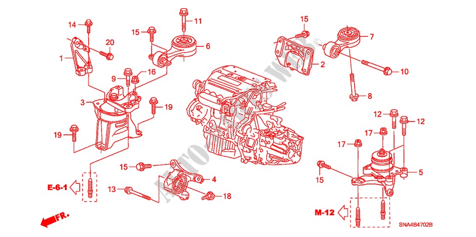 ENGINE MOUNTS (2.0L) (MT) for Honda CIVIC SI 4 Doors 6 speed manual 2008
