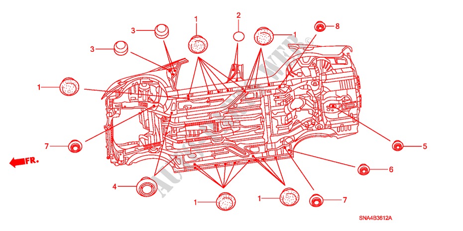 GROMMET (LOWER) for Honda CIVIC DX-G 4 Doors 5 speed manual 2006