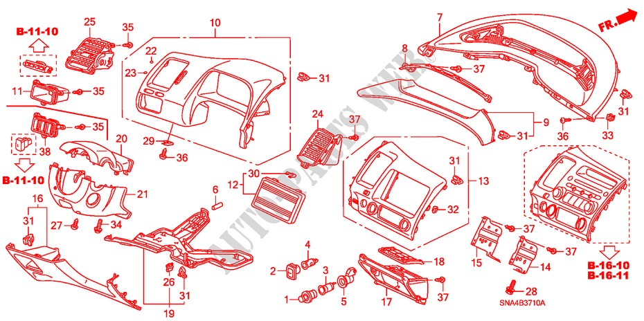 INSTRUMENT PANEL GARNISH (DRIVER SIDE) for Honda CIVIC SI 4 Doors 6 speed manual 2008