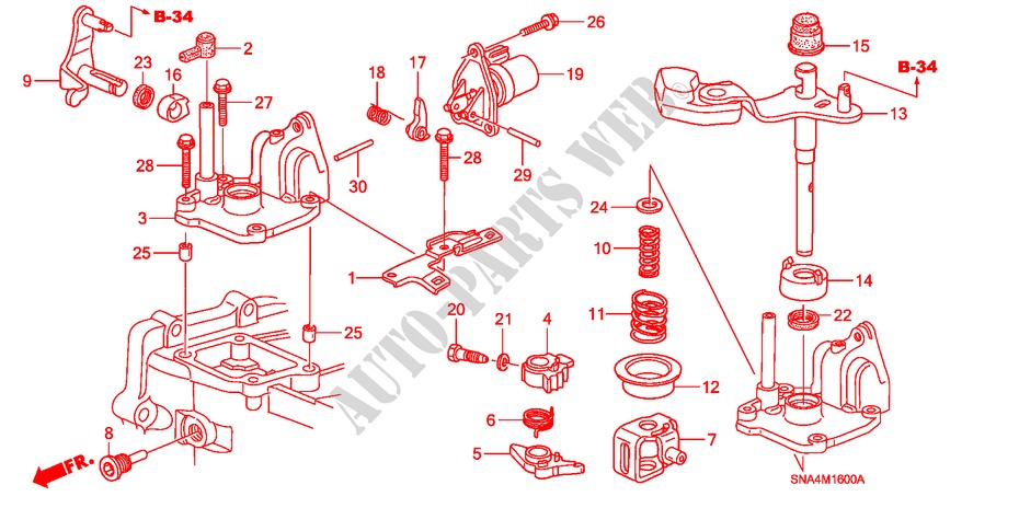SHIFT ARM/SHIFT LEVER (2.0L) for Honda CIVIC SI 4 Doors 6 speed manual 2008