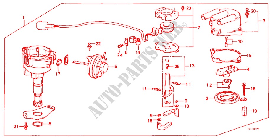 DISTRIBUTOR (1) for Honda ACTY VAN DX PANEL VAN 5 Doors 4 speed manual 1983