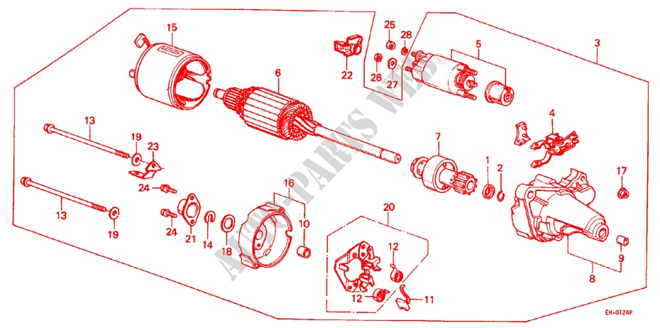 STARTER MOTOR (DENSO)(1) for Honda ACTY VAN DX PANEL VAN 5 Doors 4 speed manual 1983
