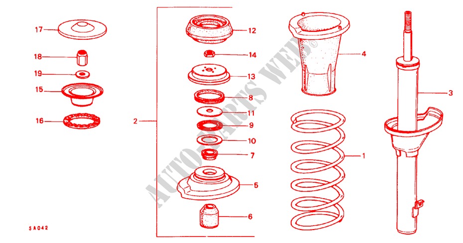 FRONT SHOCK ABSORBER for Honda QUINTET DX 5 Doors 3 speed automatic 1982