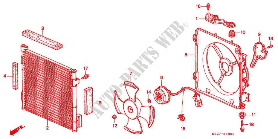 AIR CONDITIONER (CONDENSER) for Honda CIVIC COUPE 1.6ILS 2 Doors 5 speed manual 1997