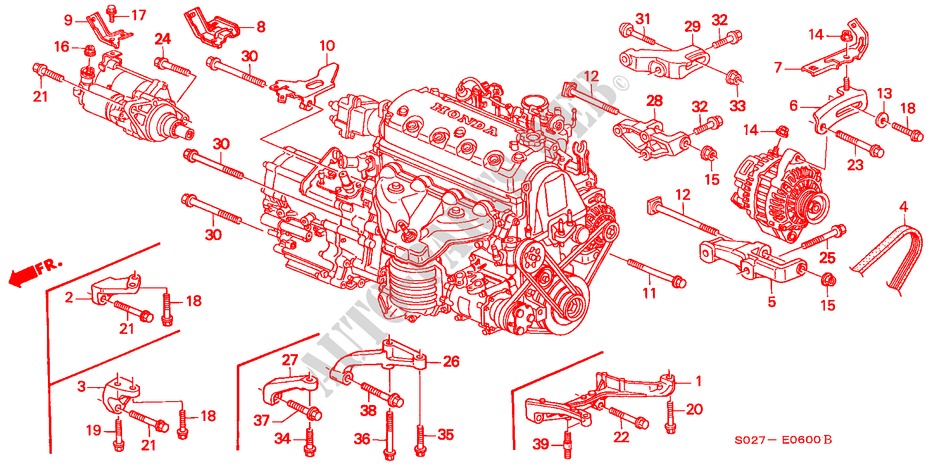 ALTERNATOR BRACKET/ ENGINE STIFFENER for Honda CIVIC COUPE EX 2 Doors 5 speed manual 1996