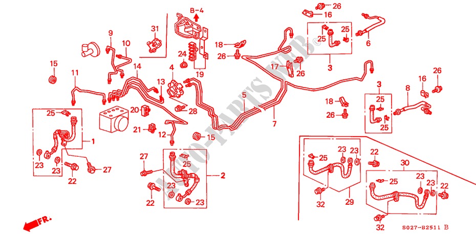 BRAKE LINES (ABS) (RH) for Honda CIVIC COUPE 1.6VTI VTEC 2 Doors 5 speed manual 1999