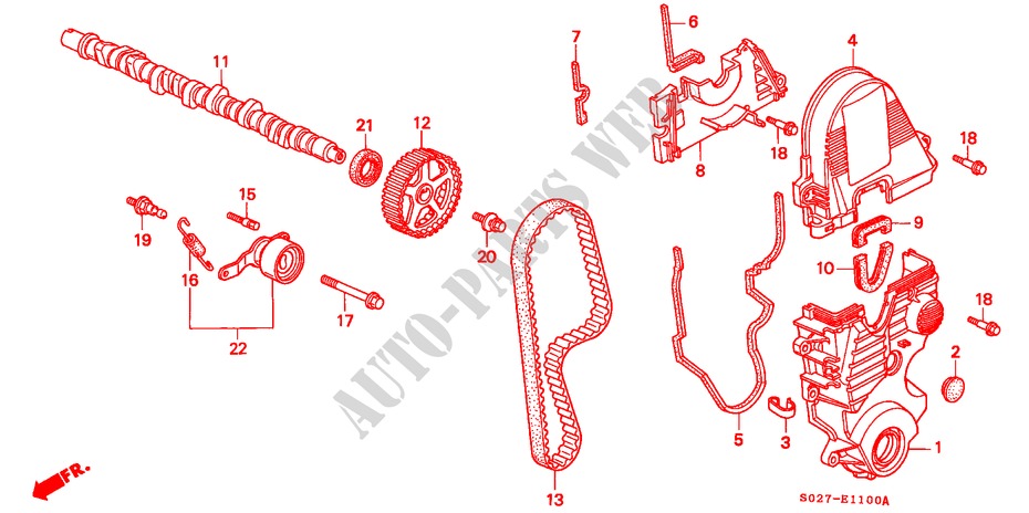 CAMSHAFT/TIMING BELT (SOHC) for Honda CIVIC COUPE 1.6ISR VTEC 2 Doors 5 speed manual 1996