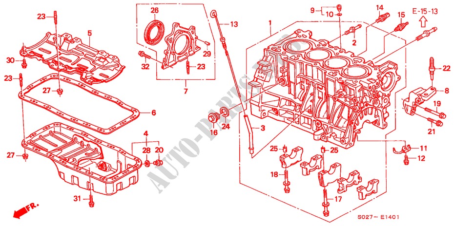 CYLINDER BLOCK/OIL PAN (DOHC) for Honda CIVIC COUPE 1.6VTI VTEC 2 Doors 5 speed manual 1999