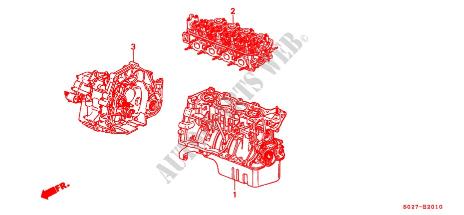 ENGINE ASSY./ TRANSMISSION ASSY. for Honda CIVIC COUPE 1.6ISR VTEC 2 Doors 4 speed automatic 1996