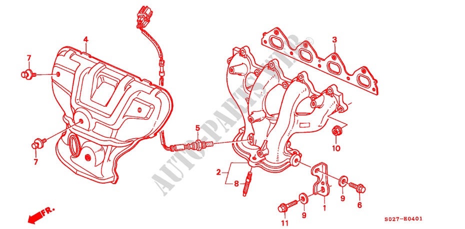 EXHAUST MANIFOLD (SOHC VTEC) for Honda CIVIC COUPE EX 2 Doors 5 speed manual 2000