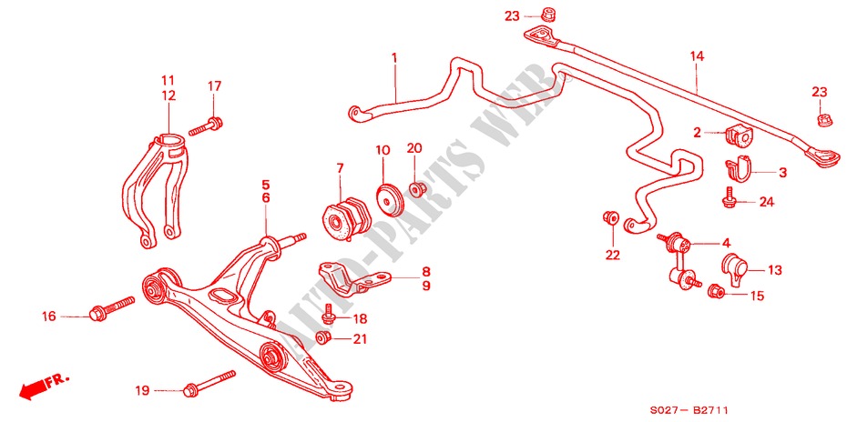 FRONT LOWER ARM (2) for Honda CIVIC COUPE 1.6VTI VTEC 2 Doors 5 speed manual 1999