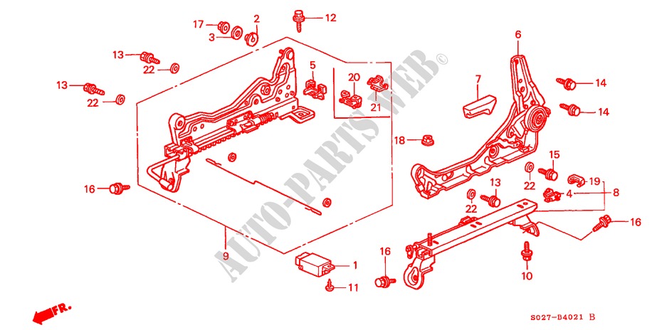 FRONT SEAT COMPONENTS (L.)(LH) for Honda CIVIC COUPE 1.6ISR VTEC 2 Doors 4 speed automatic 1996