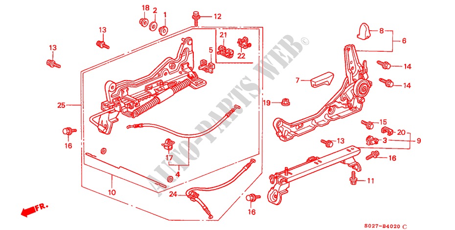 FRONT SEAT COMPONENTS (L.)(RH) for Honda CIVIC COUPE 1.6ILS 2 Doors 4 speed automatic 2000