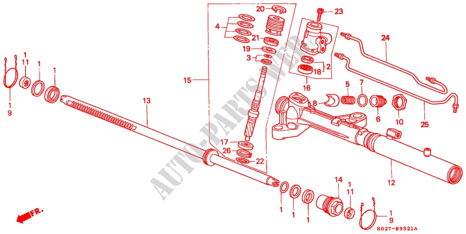 POWER STEERING GEAR BOX COMPONENTS (RH) for Honda CIVIC COUPE 1.6ILS 2 Doors 4 speed automatic 1999