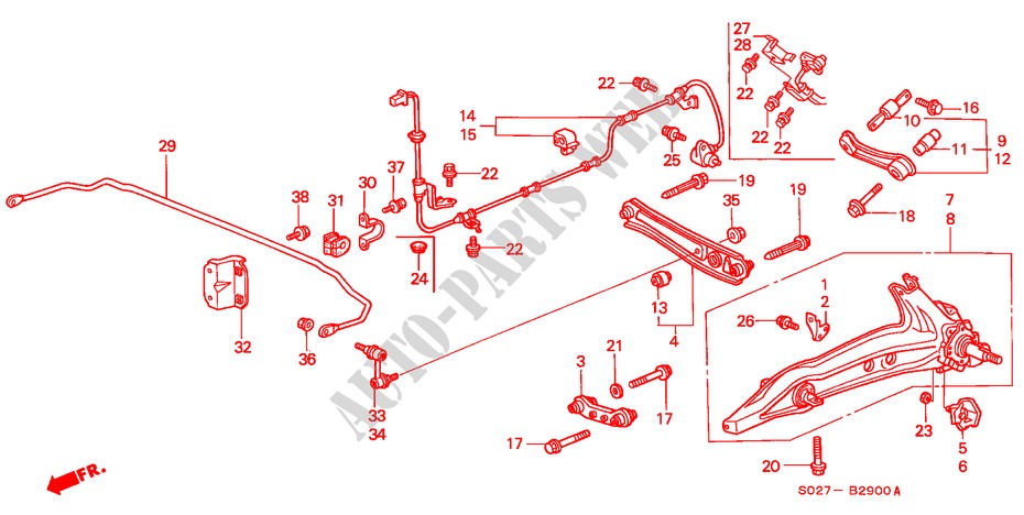 REAR LOWER ARM for Honda CIVIC COUPE 1.6ILS 2 Doors 5 speed manual 1997