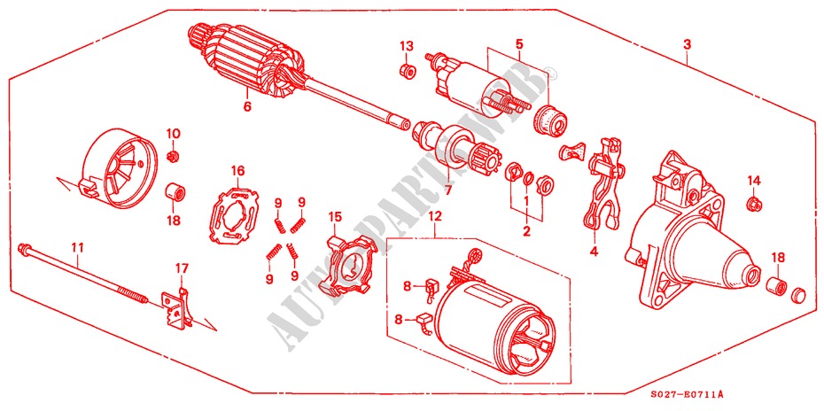 STARTER MOTOR (DENSO) for Honda CIVIC COUPE EX 2 Doors 5 speed manual 2000