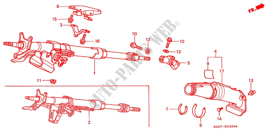 STEERING COLUMN for Honda CIVIC COUPE 1.6ILS 2 Doors 5 speed manual 1997