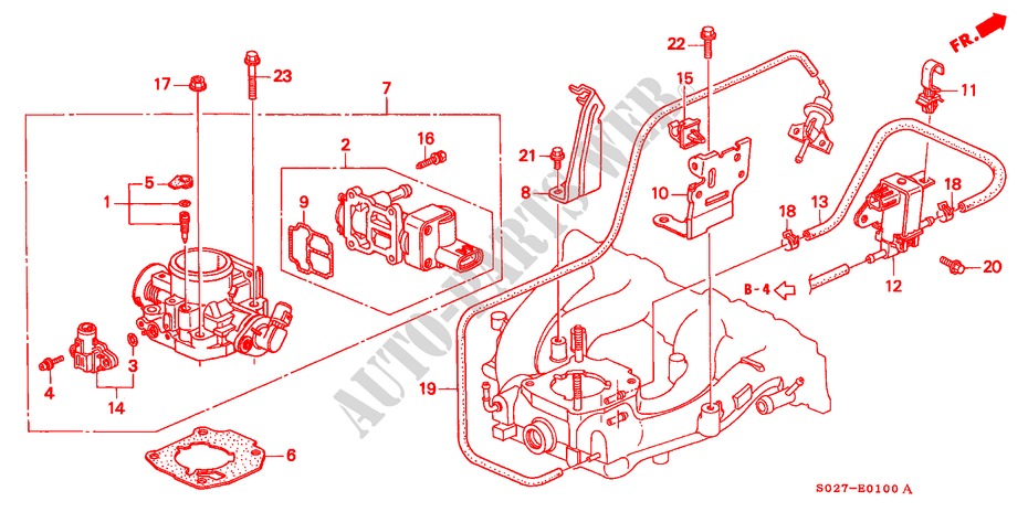 THROTTLE BODY (SOHC) for Honda CIVIC COUPE 1.6ILS 2 Doors 5 speed manual 1997
