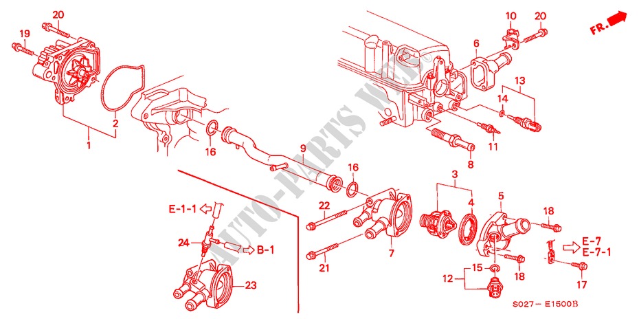 WATER PUMP/SENSOR (SOHC) for Honda CIVIC COUPE EX 2 Doors 5 speed manual 2000