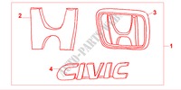 GOLD EMBLEM for Honda CIVIC 1.4IS 3 Doors 4 speed automatic 1999