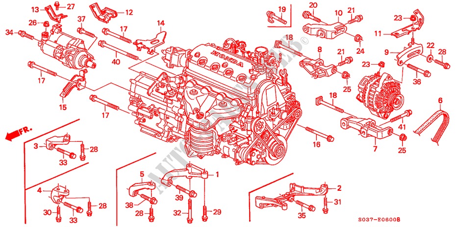 ALTERNATOR BRACKET/ ENGINE STIFFENER for Honda CIVIC 1.4I 3 Doors 5 speed manual 1996