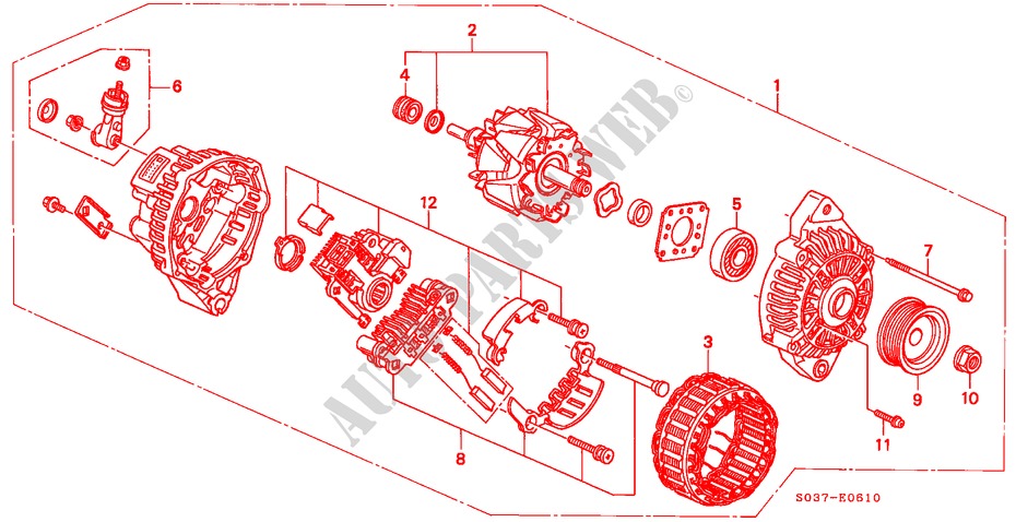 ALTERNATOR (MITSUBISHI) for Honda CIVIC 1.5ILS 3 Doors 5 speed manual 1998