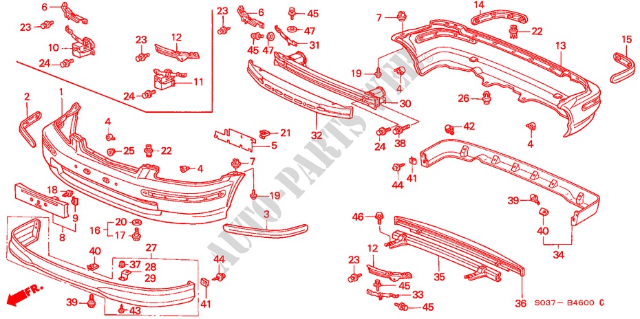 BUMPERS for Honda CIVIC 1.4I 3 Doors 4 speed automatic 1996