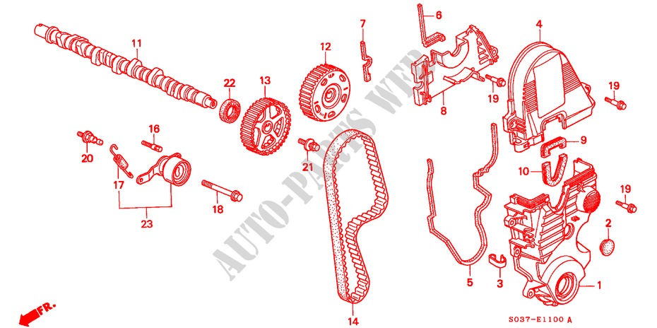 CAMSHAFT/TIMING BELT (SOHC/SOHC VTEC) for Honda CIVIC 1.4IS 3 Doors 5 speed manual 1996