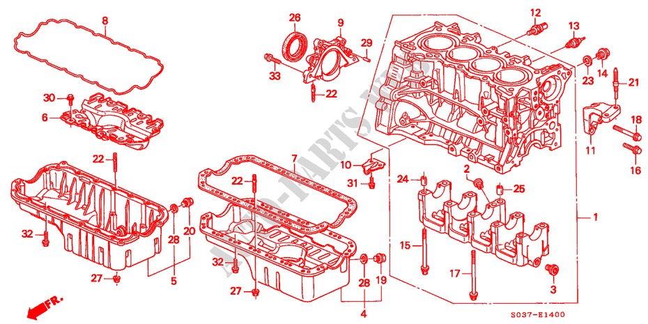 CYLINDER BLOCK/OIL PAN (SOHC/SOHC VTEC) for Honda CIVIC 1.4I 3 Doors 5 speed manual 1996