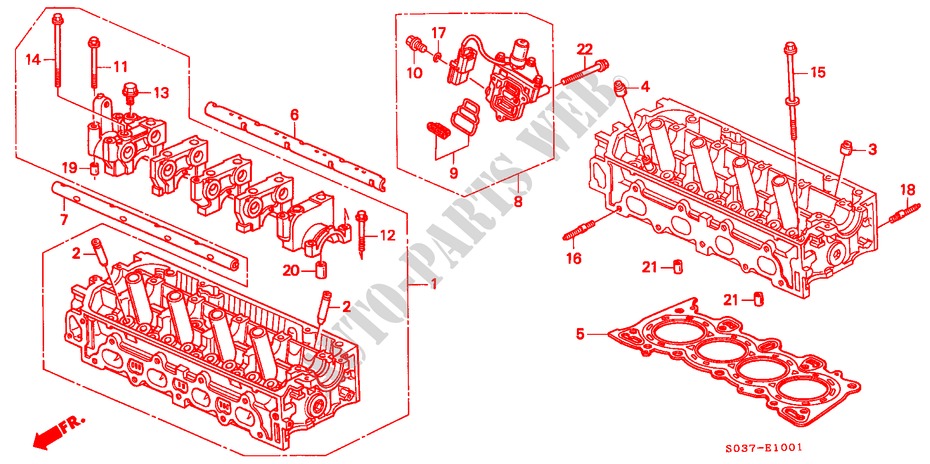 CYLINDER HEAD (SOHC VTEC) for Honda CIVIC 1.5ILS 3 Doors 5 speed manual 1996