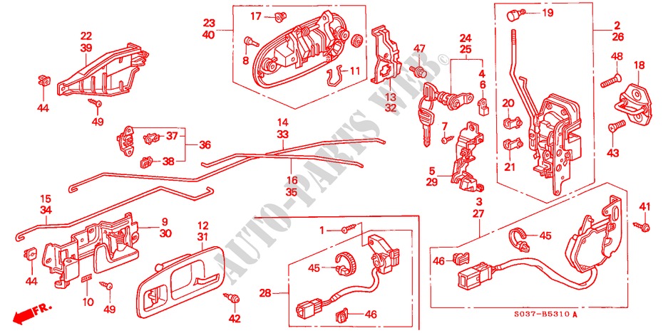 DOOR LOCKS for Honda CIVIC 1.4I 3 Doors 5 speed manual 1997