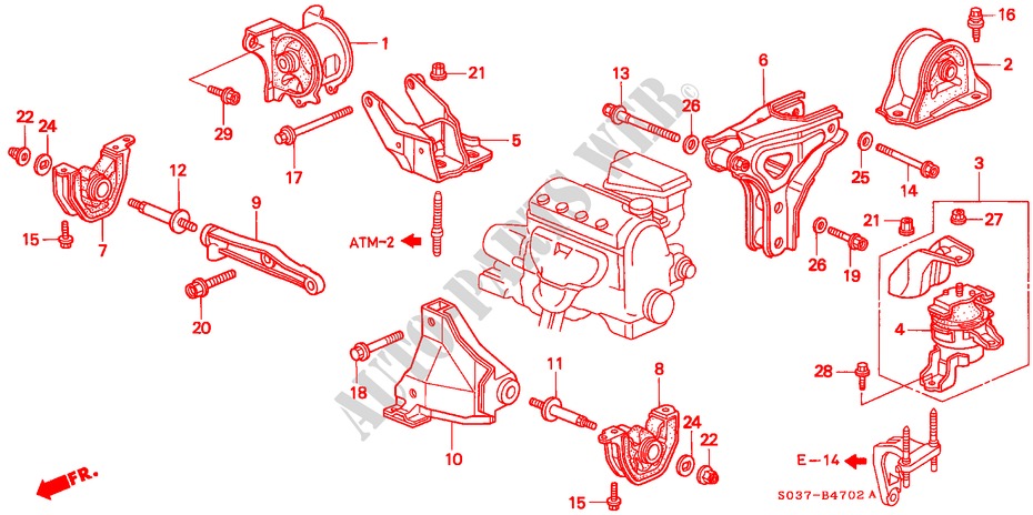 ENGINE MOUNTS (AT) for Honda CIVIC 1.4IS 3 Doors 4 speed automatic 1997