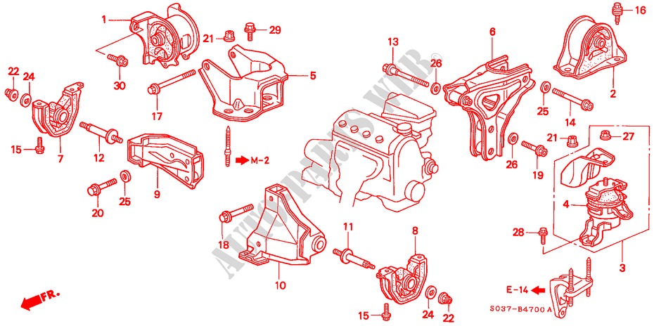ENGINE MOUNTS (MT) (SOHC/SOHC VTEC) for Honda CIVIC 1.4I 3 Doors 5 speed manual 1997