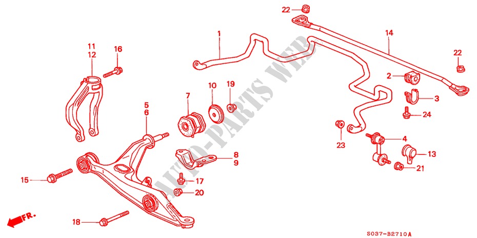 FRONT LOWER ARM for Honda CIVIC 1.4I 3 Doors 4 speed automatic 1996